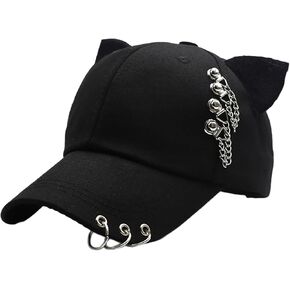 Women Kitten Ears Baseball Cap Metal Charm Cat Ear Versatile Hat Breathable Hat for Adults Casual Sport Accessories in Kuwait