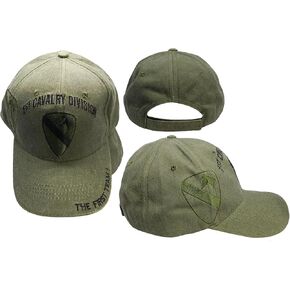 قبعة الفرسان التجارية الأولى من فرقة الفرسان الأولى للفريق الأول باللون الزيتوني الباهت باللون الأخضر المطرز القابل للتعديل CAP628G - مرخصة in Kuwait