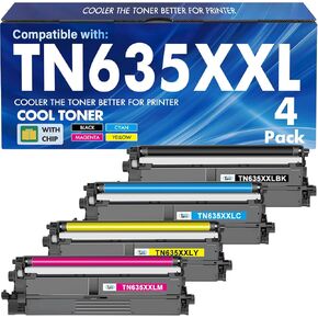 مجموعة خرطوشة الحبر TN635XXL TN-635XXL بديل متوافق لأخيه TN635XXL TN 635XXL TN635XXLBK لطابعة HL-L8430CDW HL-L8430CDWT HL-L8570CDW MFC-L8930CDW MFC-L8970CDW MFC-EX575 4 عبوات in Kuwait