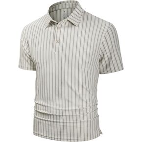 Derminpro Men's Striped Golf Polo Shirts Short Sleeve Textured Knit Quick Dry Stretchy Collared T-Shirts in Kuwait