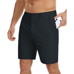 Men's Golf Shorts 7" Stretch Elastic Waist Casual Work Dress Shorts Quick Dry Flat Front Summer Shorts with 5 Pockets in Kuwait