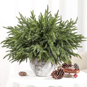 Alupssuc 18 Inch Norfolk Pine Stems, 12 Pcs Real Touch Norfolk Pine Branch, Christmas Greenery Stems for Vase DIY/Garland Making/Table Decoration, Christmas Decoration for Indoor, Outdoor & Home in Kuwait