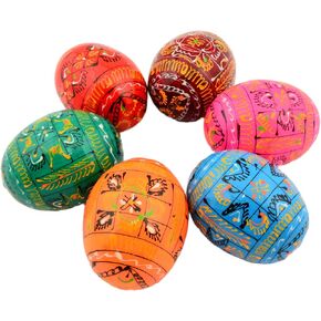 Easter Painted Eggs Wooden Ukrainian Pysanky Pysanka Ornaments, Set of 6 in Kuwait