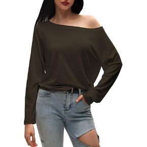 Women’s Off The Shoulder Tops Long Sleeve Spring Outfits 2026 Y2K Trendy Going Out Top in Saudi Arabia