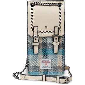 Islander Harris Tweed Tartan Phone Tote with Card Slots and Adjustable Chain Strap (3.93"x1.57"x 6.69") in Kuwait