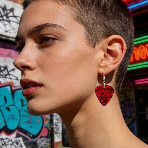 4 أزواج من الأقراط الرجعية المخيفة مجموعة جيتار بيك متدلية وافل سحر قطرات ملونة لمبة ضوء قوطي سبايك مطرز أقراط موسيقى الروك إكسسوارات هدية للرجال والنساء in Kuwait