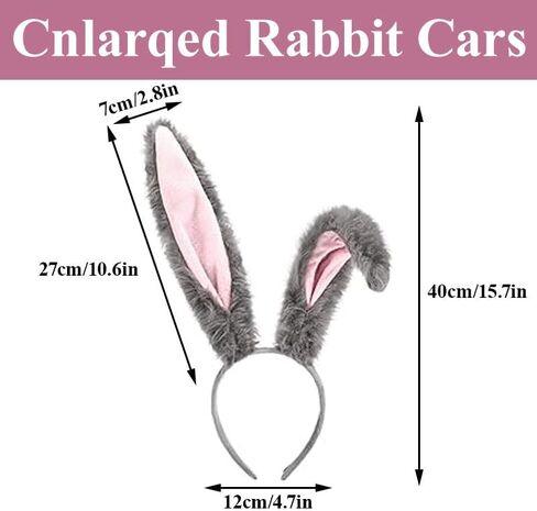 4 Pcs Bunny Costume for Adult, Gray Ears and Tail with Pink Bow Tie Collar and Gloves, Bunny Costume Accessories for Easter Rabit Costume Party in Kuwait