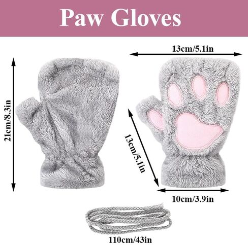 4 Pcs Bunny Costume for Adult, Gray Ears and Tail with Pink Bow Tie Collar and Gloves, Bunny Costume Accessories for Easter Rabit Costume Party in Kuwait