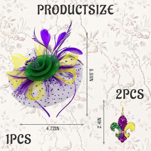 زخارف الكرنفال، عصابة رأس الكرنفال مع الأقراط، غطاء رأس من الريش الشبكي لكوكتيل الزفاف للنساء، ملحقات الكرنفالات والهالوين وعصابة رأس للمهرجانات in Kuwait