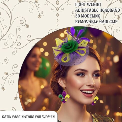 زخارف الكرنفال، عصابة رأس الكرنفال مع الأقراط، غطاء رأس من الريش الشبكي لكوكتيل الزفاف للنساء، ملحقات الكرنفالات والهالوين وعصابة رأس للمهرجانات in Kuwait