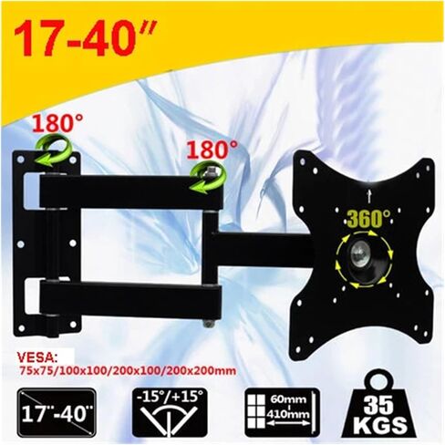 كامل الحركة 17 "-40" LED تلفاز LCD جدار جبل 360 درجة دوران قطب إمالة مراقب حامل الذراع قوس جدار جبل 200 مللي متر in Saudi Arabia