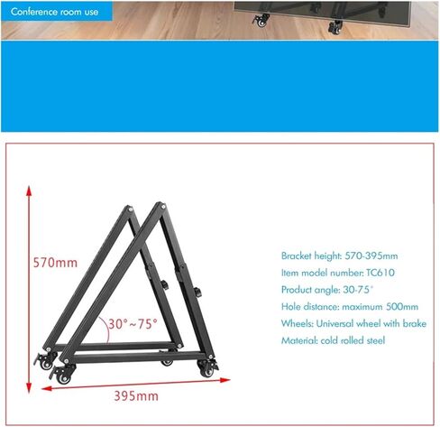 1 Pair of Rolling TV Stands, Mobile TV Stand with Wheels for 32-55 Inch LED, LCD, Flat and Curved TVs, Angle Adjustable TV Cart in Saudi Arabia