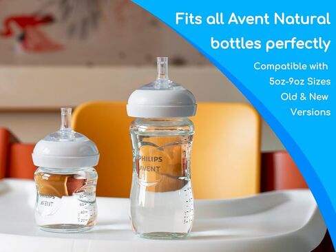 حلمات Sippy Spout لزجاجات الأطفال الطبيعية في Philips ، كأس SPOUT SPOUT ومدرب طبيعي SIPPY ، سيليكون من الدرجة الغذائية ، تدفق متغير ، 4 عدد in Kuwait
