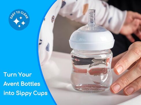 حلمات Sippy Spout لزجاجات الأطفال الطبيعية في Philips ، كأس SPOUT SPOUT ومدرب طبيعي SIPPY ، سيليكون من الدرجة الغذائية ، تدفق متغير ، 4 عدد in Kuwait