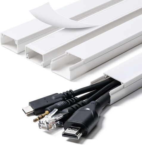 58in Cord Hider, Cable Hider, Cord Covers 4X L14.5 W0.96 H0.58in, White | for Wires on Wall, Paintable Cable Cover Raceway, Wire Hiders for TV on Wall, Cord Concealer, Cord Cable Management in Saudi Arabia
