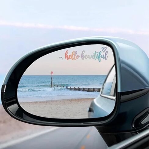 Hello Beautiful Car Stickers - 3 Pcs Funny Bumper Car Decals for Women, Rear View Mirror Accessories Automotive Decals, Affirmation Cars Decorations for Vehicles Window in Saudi Arabia