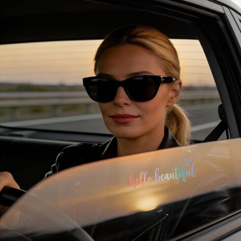 Hello Beautiful Car Stickers - 3 Pcs Funny Bumper Car Decals for Women, Rear View Mirror Accessories Automotive Decals, Affirmation Cars Decorations for Vehicles Window in Saudi Arabia