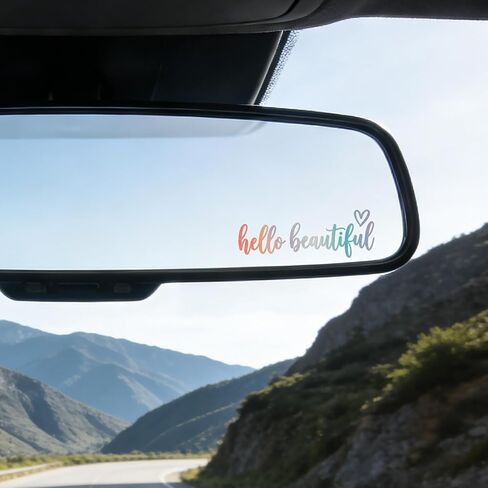Hello Beautiful Car Stickers - 3 Pcs Funny Bumper Car Decals for Women, Rear View Mirror Accessories Automotive Decals, Affirmation Cars Decorations for Vehicles Window in Saudi Arabia