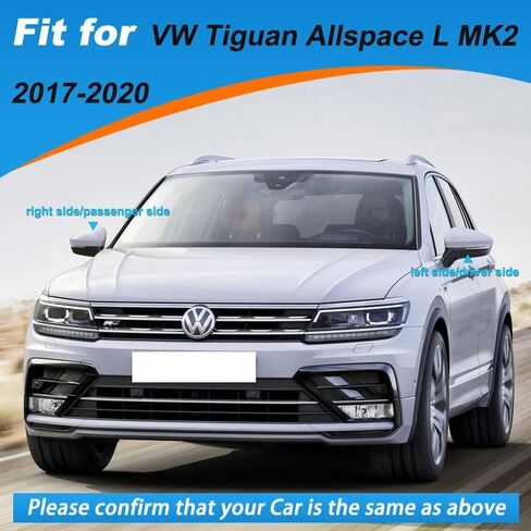 غطاء مرآة الرؤية الخلفية لباب السيارة غطاء حماية للمرايا الخارجية مناسب لسيارة VW Tiguan Allspace L MK2 2017 2018 2019 2020 (أبيض، جانب الركاب الأيمن) in Saudi Arabia
