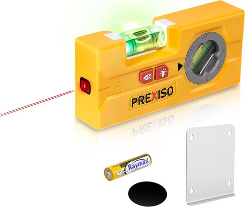 PREXISO 2-in-1 Line Laser Level - Mini Torpedo Level with Light, 3-3/4 inch Rotatable Magnetic Pocket Level & 30Ft Laser Line Leveler Tool for Hanging Picture, Wall Marking Painting, Home Renovation in Kuwait