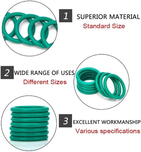 10PCS FKM O Ring Sealing Gasket Insulation Oil High Temperature Resistance Fluorine Rubber Green CS 1-2.4mm OD 4-70mm(OD 53mm,CS 1.5mm) in Kuwait