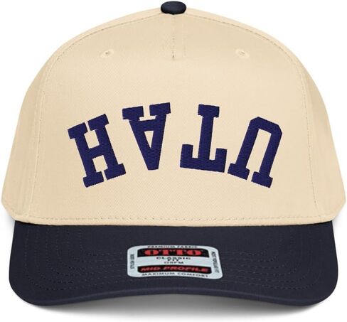 NX1 Upside Down Utah Embroidered 2 Tone Hat Mid Crown Curved Bill Snapback Funny Cap for Men and Women in Saudi Arabia