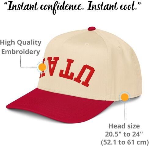 NX1 Upside Down Utah Embroidered 2 Tone Hat Mid Crown Curved Bill Snapback Funny Cap for Men and Women in Saudi Arabia
