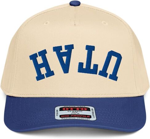 NX1 Upside Down Utah Embroidered 2 Tone Hat Mid Crown Curved Bill Snapback Funny Cap for Men and Women in Saudi Arabia