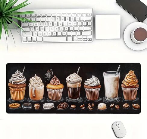 حصيرة مكتب القهوة لوحة مكتب الألعاب كبيرة لوحة لوحة المفاتيح الماوس كب كيك السبورة مثلج الحليب القهوة الفول سطح المكتب الحصير لوحة مفاتيح الكمبيوتر لوحة الماوس حصيرة الكمبيوتر المحمول حصيرة مكتب ديكور المنزل 31.5 "× 11.8" in Kuwait