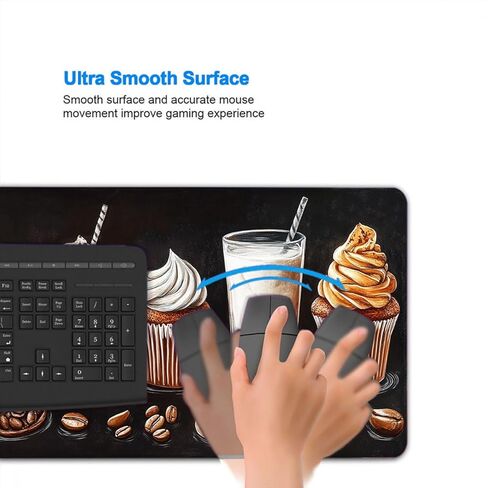 حصيرة مكتب القهوة لوحة مكتب الألعاب كبيرة لوحة لوحة المفاتيح الماوس كب كيك السبورة مثلج الحليب القهوة الفول سطح المكتب الحصير لوحة مفاتيح الكمبيوتر لوحة الماوس حصيرة الكمبيوتر المحمول حصيرة مكتب ديكور المنزل 31.5 "× 11.8" in Kuwait