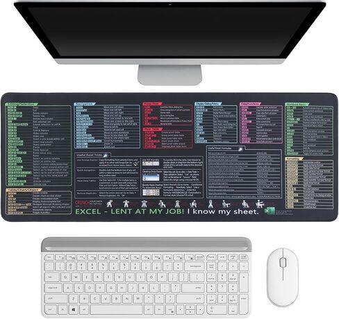 Excel/Word/Power Point/Windows Mouse Pad Set,Non-Slip&Waterproof,Extended Large XL Cheat Sheet Gaming Mousepads for Desk,Stitched Edge Rubber Sole for Home Office(31.5"X 11.8") in Saudi Arabia
