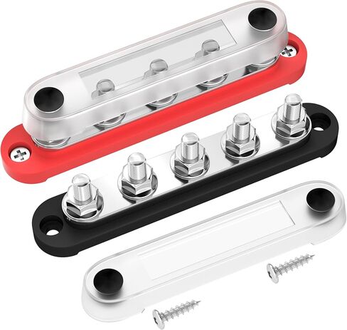 DAIERTEK Battery Bus Bar 12V Marine 7 x 1/4" (M6) Power Distribution Block with Cover 12V - 48V Positive & Negative Busbar Terminal Block for Automotive Car Boat in Saudi Arabia