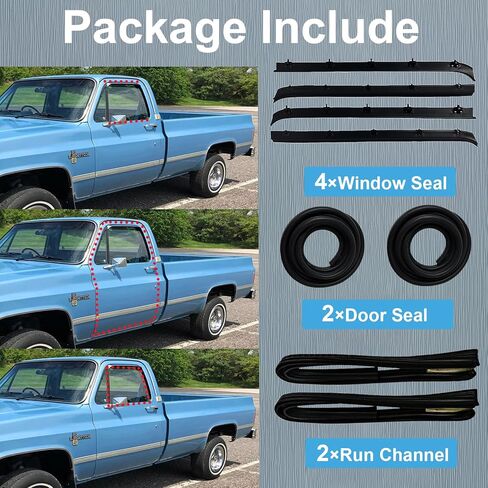 Front Door Window Molding Rubber Felt Seal Trim Seal Weather Strip Kit Fit for Jimmy Chevy C10 C20 C30 K10 K20 K30 GMC C1500 C2500 C3500 K1500 K2500 K3500 Blazer Suburban V1500 R1500 Truck in Kuwait