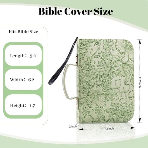 MEGREZ Bible Cover Case for Women and Men, Christian Classic Faux Leather Bible Cover, Bible Verse Cover Case, Green Plants in Saudi Arabia