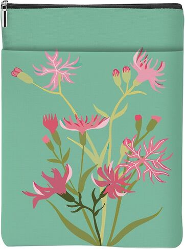 Floral Books Lovers Gifts Waterproof Flower Book Sleeve Botanical Book Pouch Protector with Zipper and Front Pocket Books Cover Case for Women Teacher Birthday Accessories Club Gifts in Saudi Arabia