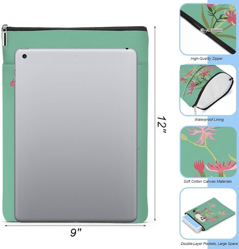 Floral Books Lovers Gifts Waterproof Flower Book Sleeve Botanical Book Pouch Protector with Zipper and Front Pocket Books Cover Case for Women Teacher Birthday Accessories Club Gifts in Saudi Arabia