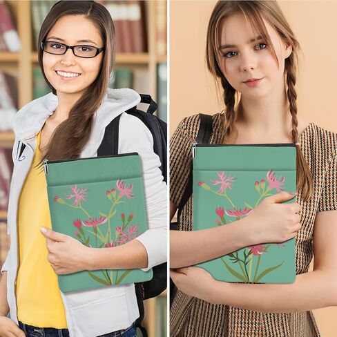 Floral Books Lovers Gifts Waterproof Flower Book Sleeve Botanical Book Pouch Protector with Zipper and Front Pocket Books Cover Case for Women Teacher Birthday Accessories Club Gifts in Saudi Arabia
