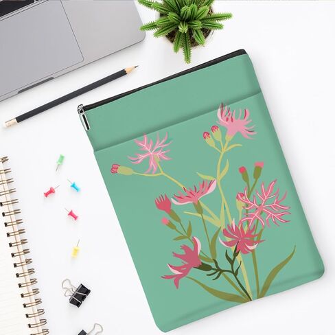 Floral Books Lovers Gifts Waterproof Flower Book Sleeve Botanical Book Pouch Protector with Zipper and Front Pocket Books Cover Case for Women Teacher Birthday Accessories Club Gifts in Saudi Arabia