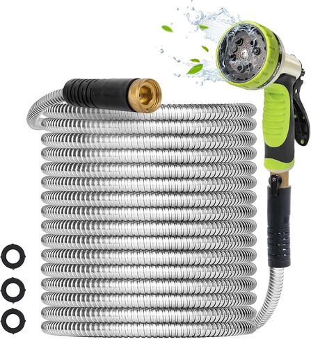 Metal Garden Hose 25ft, Flexible Lightweight Garden Hose Stainless Steel Leakproof Thickened No Kink Water Hose in Saudi Arabia