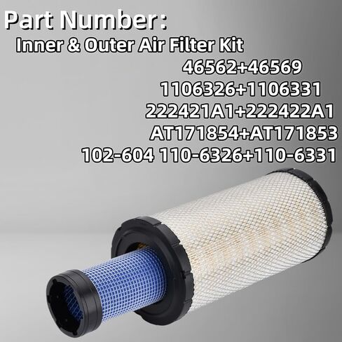 110-6326 110-6331 Inner & Outer Air Filter Kit Compatible with Caterpiller Cat Backhoe Loader 416C 416D 420D 422 424B 424D 426C 428C 428D 430 Replaces 131-8902 AT171854 AT171853 in Kuwait