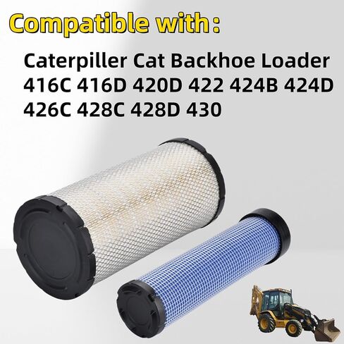 110-6326 110-6331 Inner & Outer Air Filter Kit Compatible with Caterpiller Cat Backhoe Loader 416C 416D 420D 422 424B 424D 426C 428C 428D 430 Replaces 131-8902 AT171854 AT171853 in Kuwait