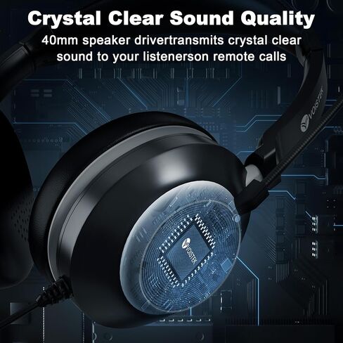 Computer Headset with Microphone, On-Ear 3.5mm Headset with Mic for Laptop, 3.5mm Binaural-Ear Headphone with Lightweight Business Headphones with Microphone for Call Center Office in Kuwait