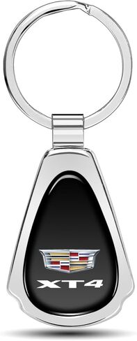 iPick Image Black Dome Metal Teardrop Logo Key Chain Official Licensed for Cadillac XT4 (Chrome) in Kuwait