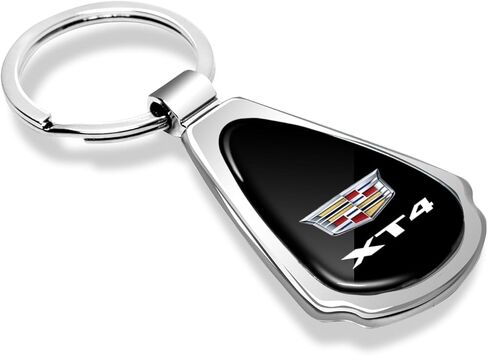 iPick Image Black Dome Metal Teardrop Logo Key Chain Official Licensed for Cadillac XT4 (Chrome) in Kuwait