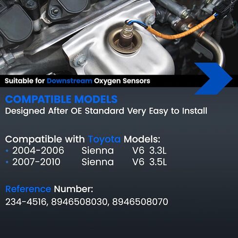 Downstream O2 Sensor 234-4516 Compatible with Toyota 2004-2006 Sienna 3.3L, 2007-2010 Sienna 3.5L, V6, Replaces for 8946508030, 8946508070, 1PCS in Saudi Arabia