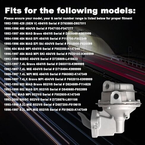 Mechanical Fuel Pump 861677T Compatible with Mercury Marine Mercruiser V8 454 7.4, V8 502 8.2 (Big Block) Spartshome Fuel Pump with Gaskets Replace 18-8860, 818383T in Kuwait