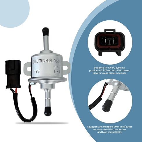 متوافق مع مضخة وقود الديزل الكهربائية Yanmar 12 فولت - مدخل/مخرج 8 مم، يناسب محركات 3TNV88 4TNV88 4TNV94 4TNV98، استبدل مضخة إمداد الوقود 129612-52100 129322-77401 in Kuwait