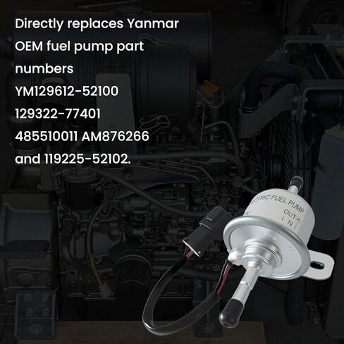 متوافق مع مضخة وقود الديزل الكهربائية Yanmar 12 فولت - مدخل/مخرج 8 مم، يناسب محركات 3TNV88 4TNV88 4TNV94 4TNV98، استبدل مضخة إمداد الوقود 129612-52100 129322-77401 in Kuwait