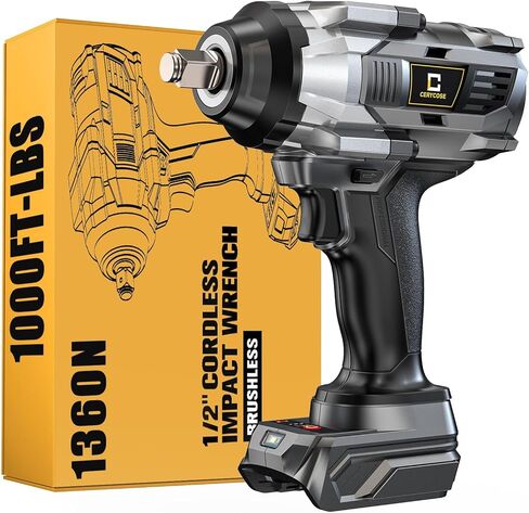 Cordless Impact Wrench 1/2 inch for Milwaukee 18V Battery: 1400FT-LBS High Torque Impact Wrench Heavy Duty Tool - Brushless Electric Impact Gun Includes LED Work Light - Bare Tool Only in Kuwait