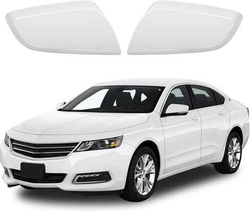 Rearview Mirror Cover Cap Compatible with Chevy Impala 2014 2015 2016 2017 2018 2019 2020, Clip-on Passenger & Driver Side Door Mirror Housing Cap Trim (White) in Kuwait